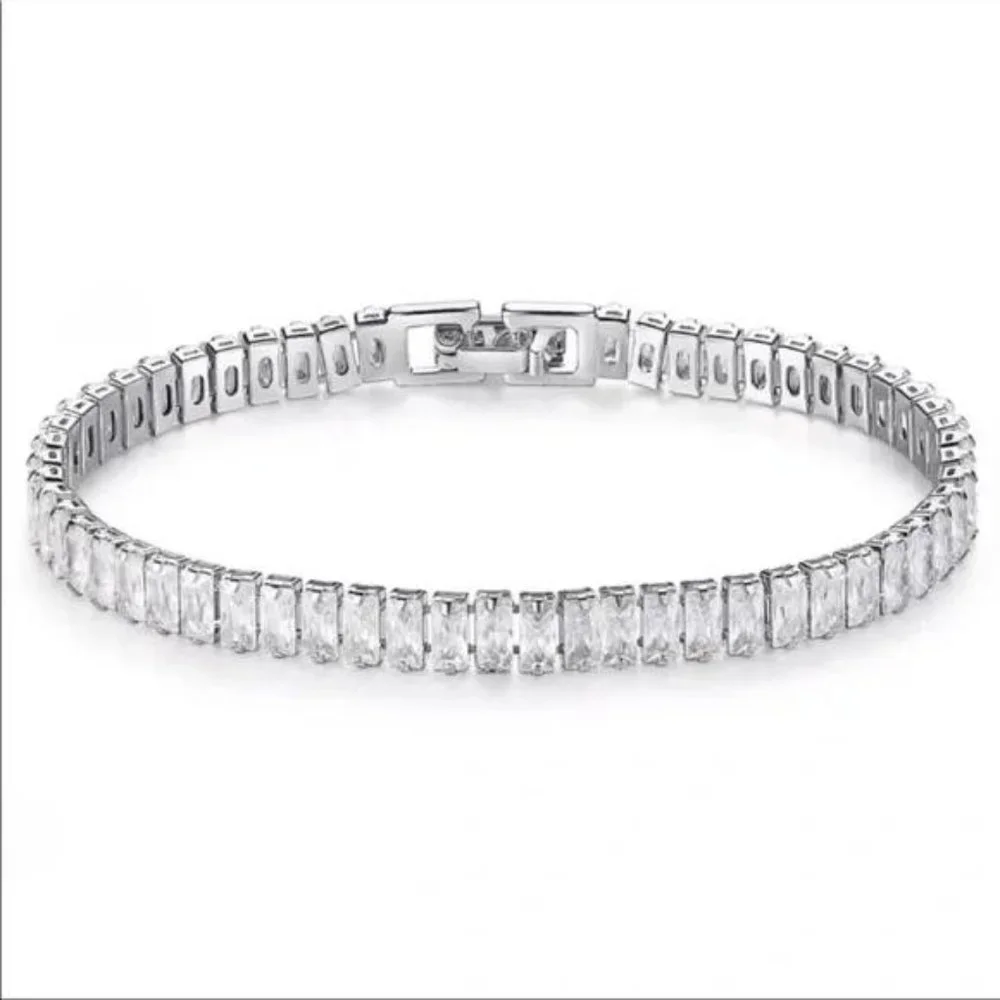 7” NEW 925 STERLING SILVER  DIAMOND BRACELET, NICE BRACELET, CUTE BRACELET, - Picture 5 of 5